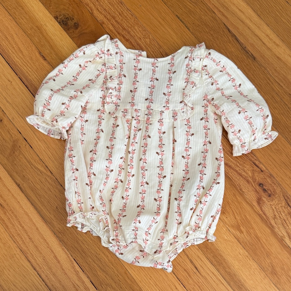 Janie and Jack Cream Floral Baby Romper